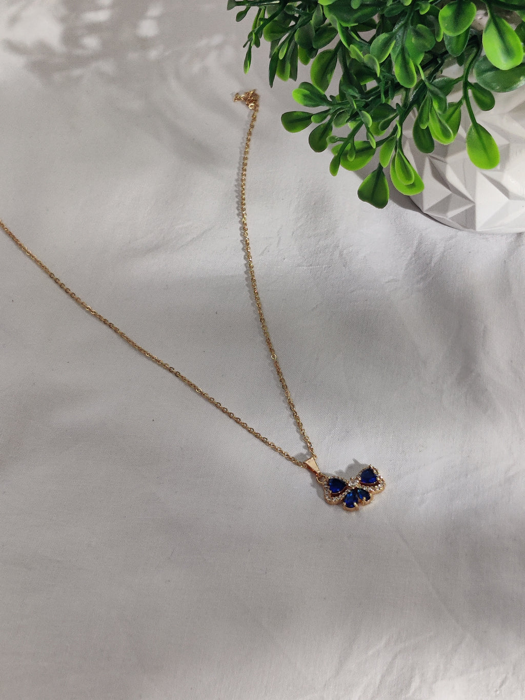 Royal Blue Butterfly Pendant Necklace