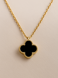 Elegant Black Clover Pendant Necklace – Gold-Plated Luxury Jewelry
